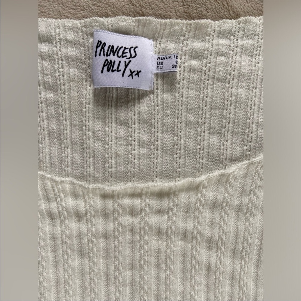 Princess Polly Cream Ribbed Top - Picture 3 of 3